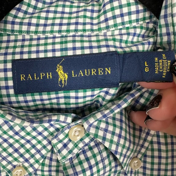 Ralph Lauren Shirt Mens Large Blue Green Plaid Button Down Long Sleeve Casual - Picture 6 of 14
